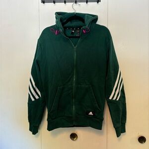 Dark Green Adidas Zip Up Hoodie